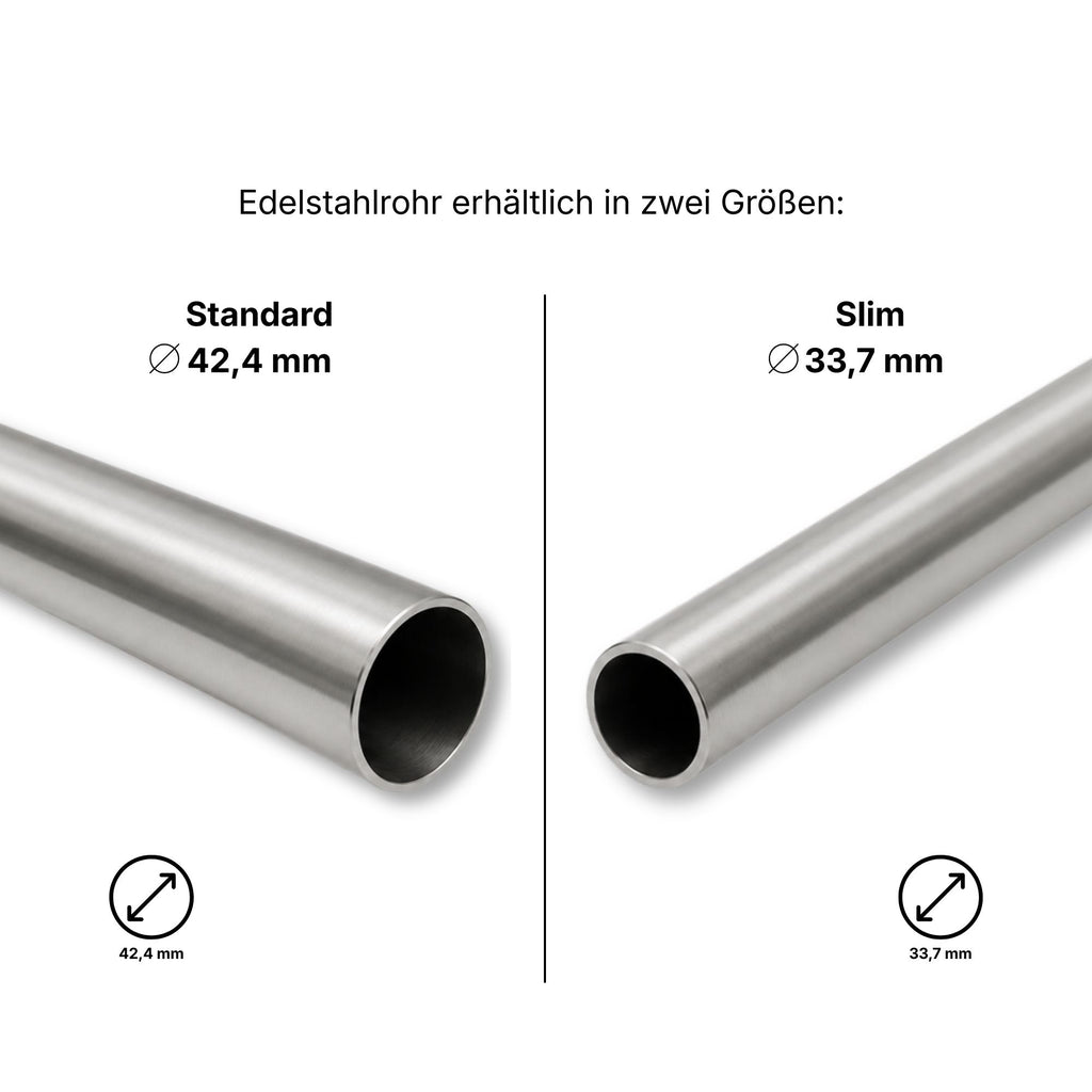 Edelstahl Handlauf nach Maß mit Wandhalterung – Kugelringhalter