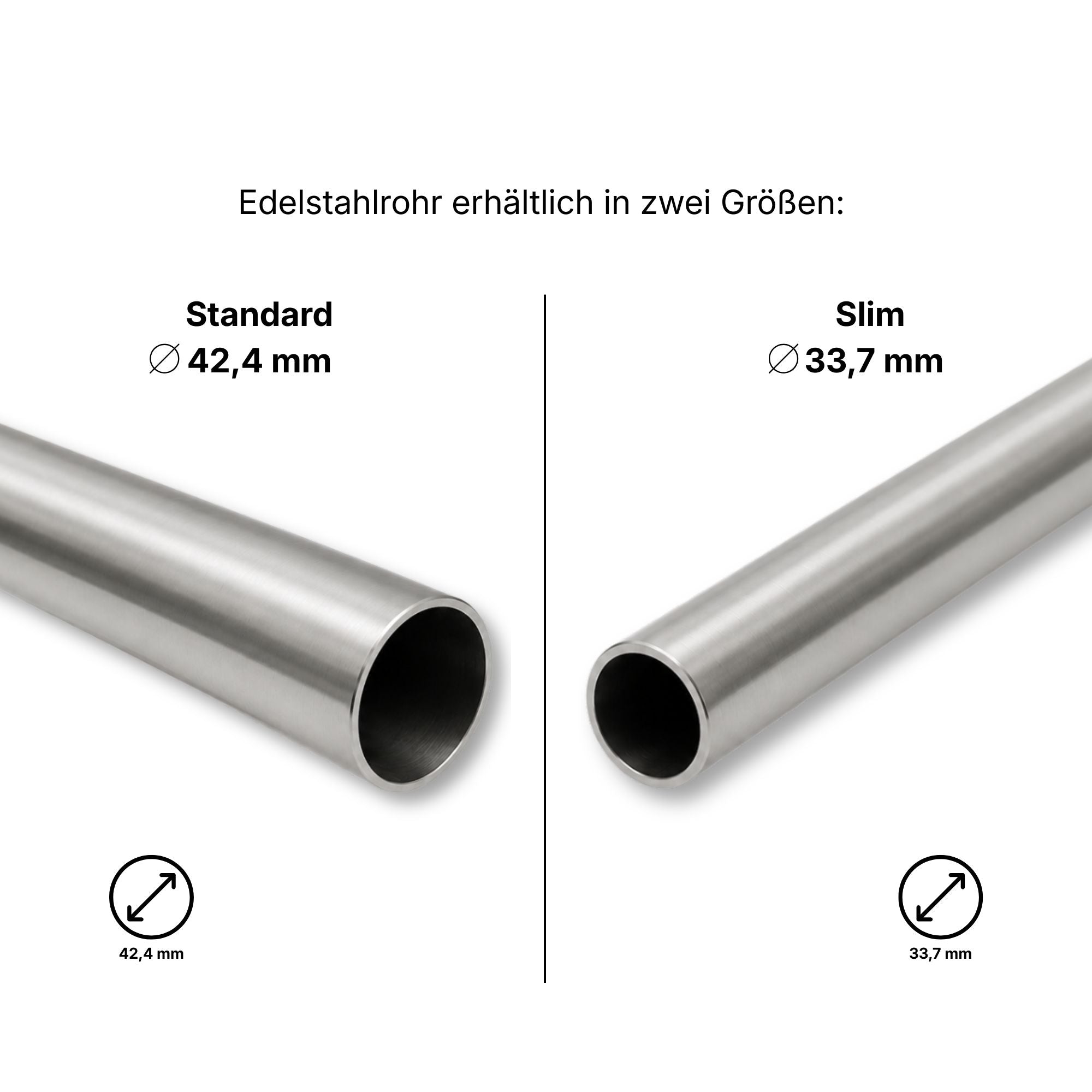 Edelstahl Handlauf nach Maß mit Wandhalterung – Kugelringhalter