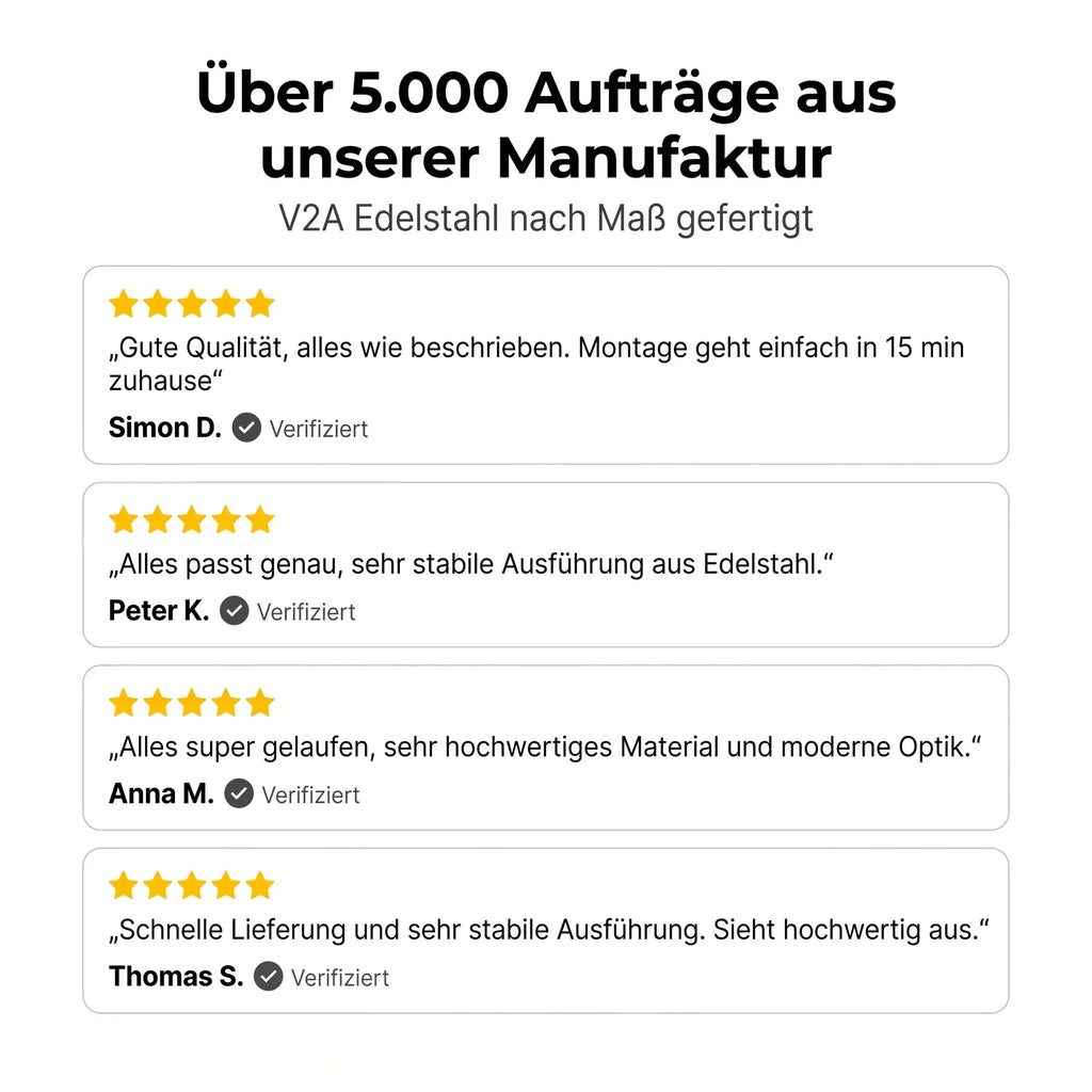 Handlauf Edelstahl V2A für Brüstungen – Kundenbewertungen von verifizierten Käufern